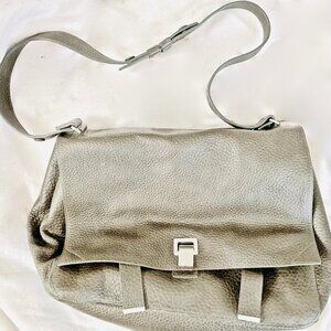 PROENZA SCHOULER PS1 Pebbled Leather Medium Elephant Grey Bag Purse Satchel